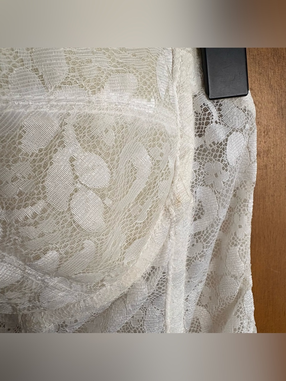 Vintage 70s Cream White Sheer Mesh Floral Lace Corset Top Bustier Longline Bra - Picture 12 of 16